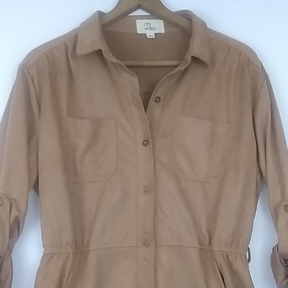 LLove button down collard midi dress with pockets - Picture 2 of 8